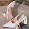 Fashion 2025 Fashion Women's High Heels Pointed Toe Shallow Chunky Heels Dress Pumps Slip on Brand Plus Size Concise Slingbacks Sandals