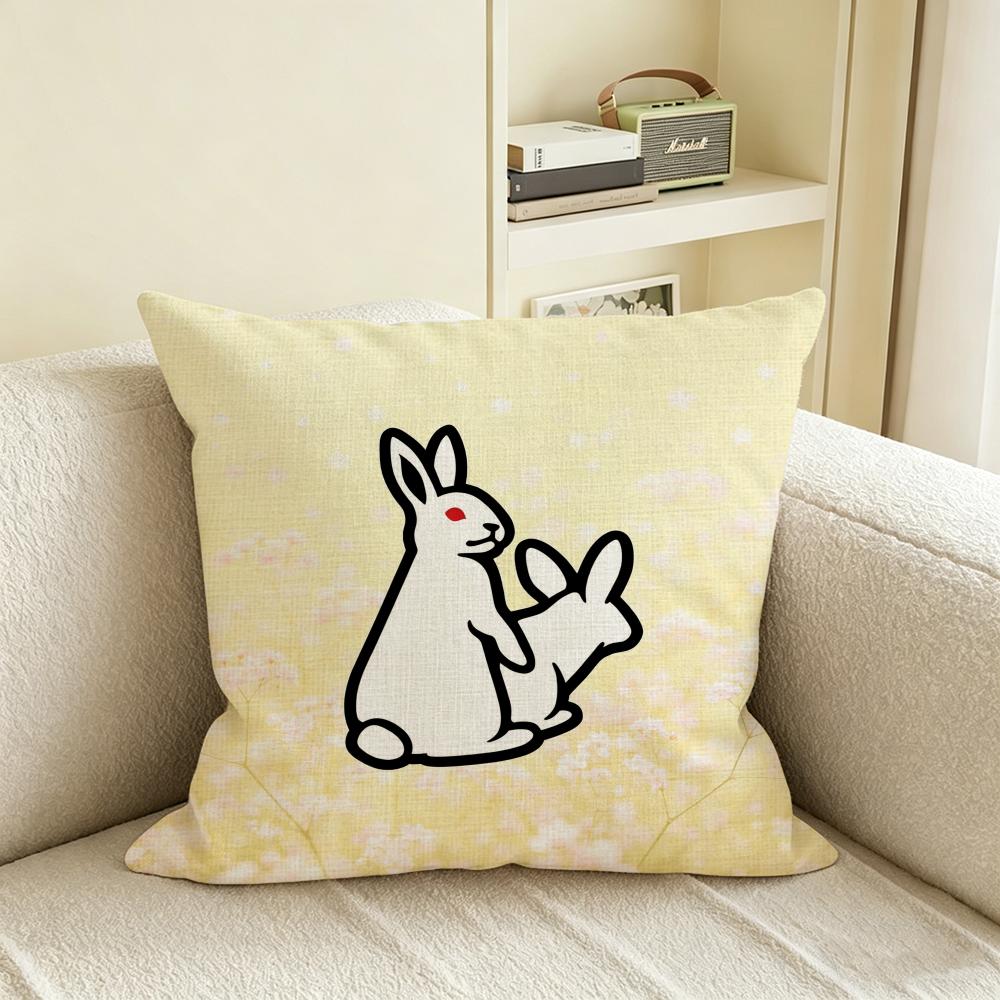 Fxxking Rabbits Fr2 Cushion Cover Natural Linen Pillowcase Set, All-In-One Decor For Sofa, Bedroom & Chair