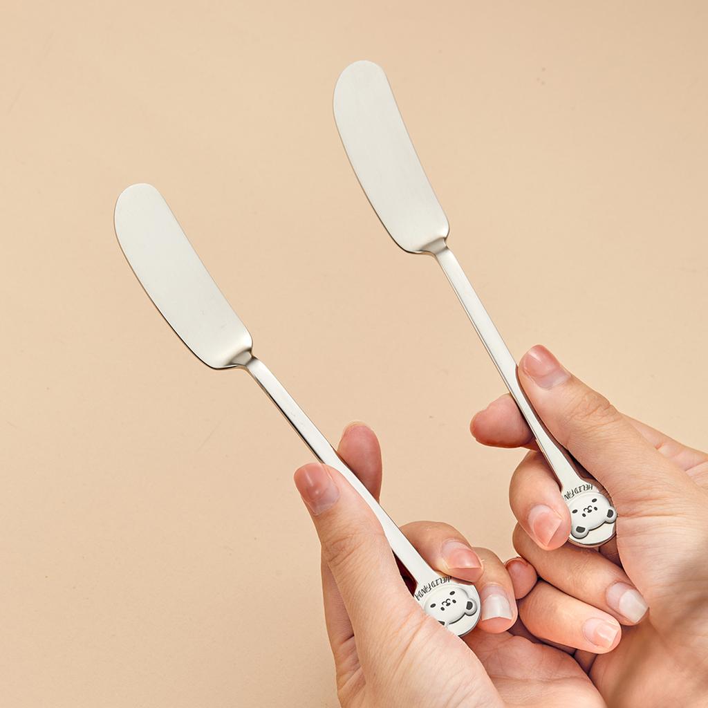 1/2pcs Cute 316 Stainless Steel Butter Knife Bread Jam Cream Spatula Long Handle Cheese Butter Spreader Kitchen Utensil