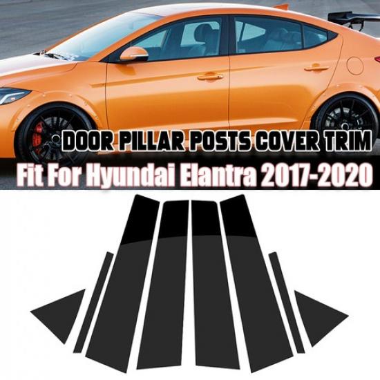 8X For 2017-2018 2019 2020 Hyundai Elantra Black Door Trim Window Pillar Posts