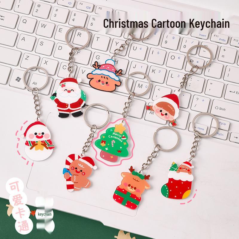 Original Christmas Reindeer Acrylic Keychain - Holiday Bag Decoration & Small Gift Keyring