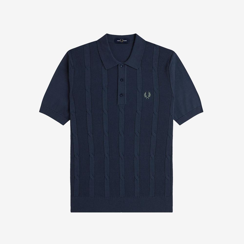 FRED PERRY [Sharp] Textured Cable Knit Shirt - Dark A-Force Afpm2531313-738