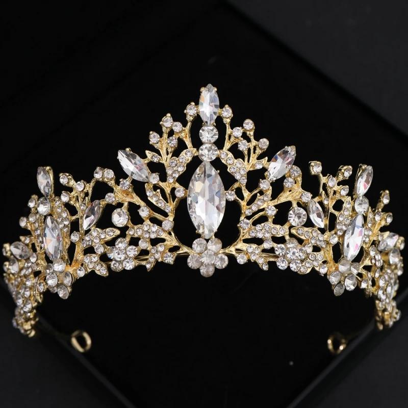 Baroque Vintage Princess Queen Bridal Crown Headwear Crystal Tiara for Women Wedding Crown Hair Dress Accessories Jewelry Crown