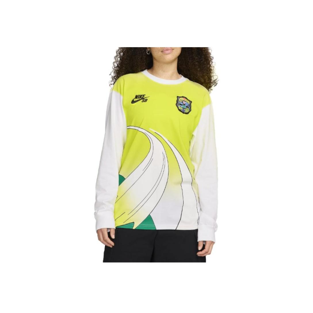 Nike Loose Fit Color Block Crew Neck Long Sleeve T-Shirt Unisex Tops White HF0036100 L