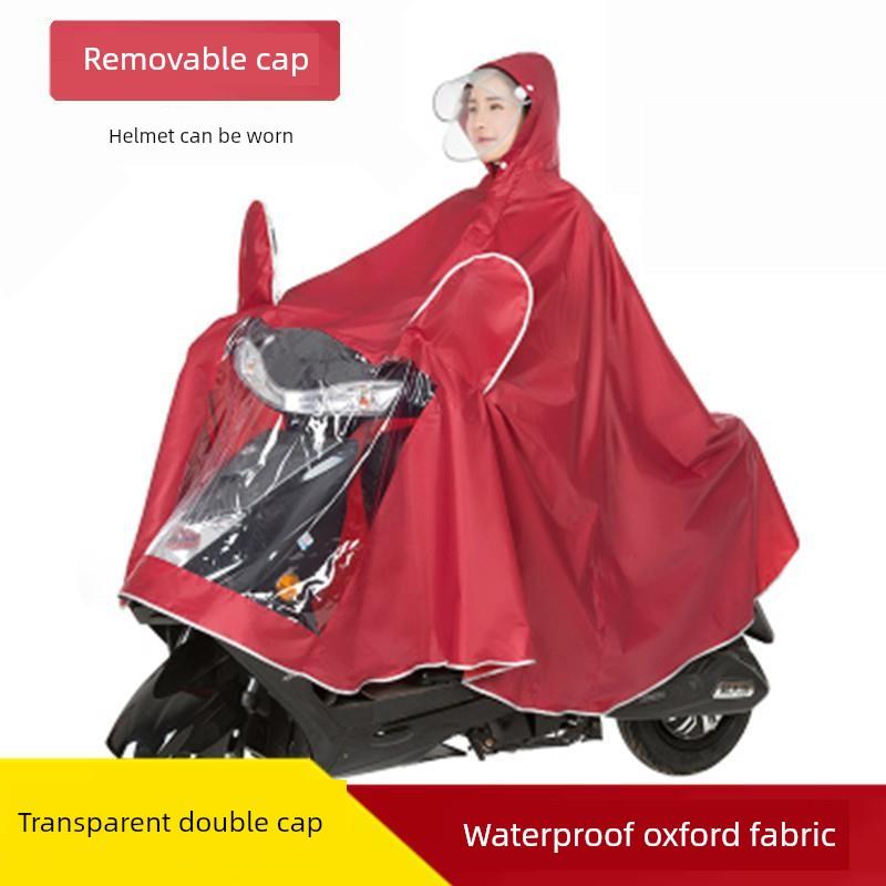 Raincoat for Electric Scooter, Single-Person Motorcycle Rain Poncho, Transparent Double Face Shield, Oxford Fabric, Adult Riding, Unisex, Enlarged