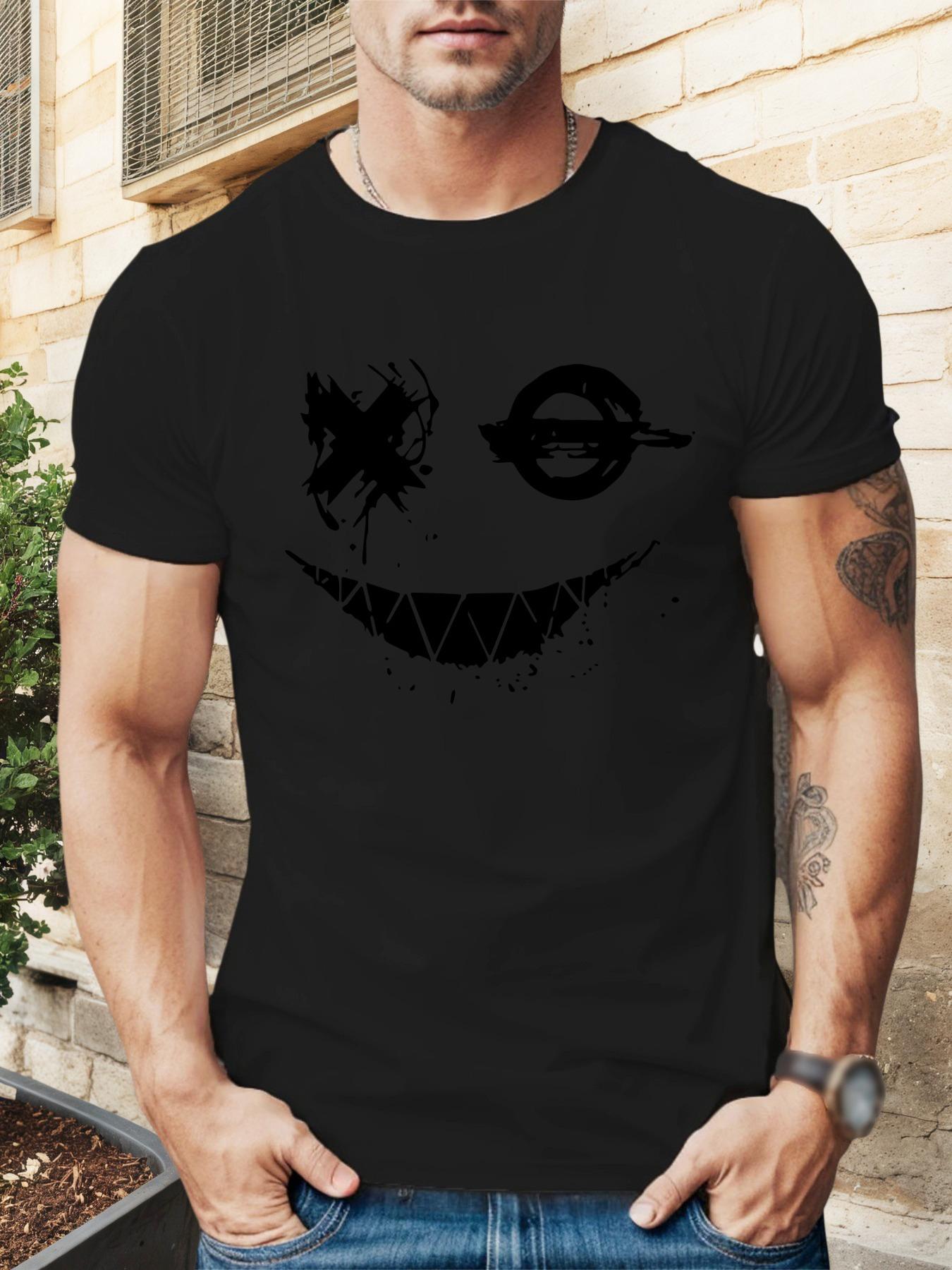 XO Face Graphic T-shirt - Black Casual Summer Tee with Bold XO Design M