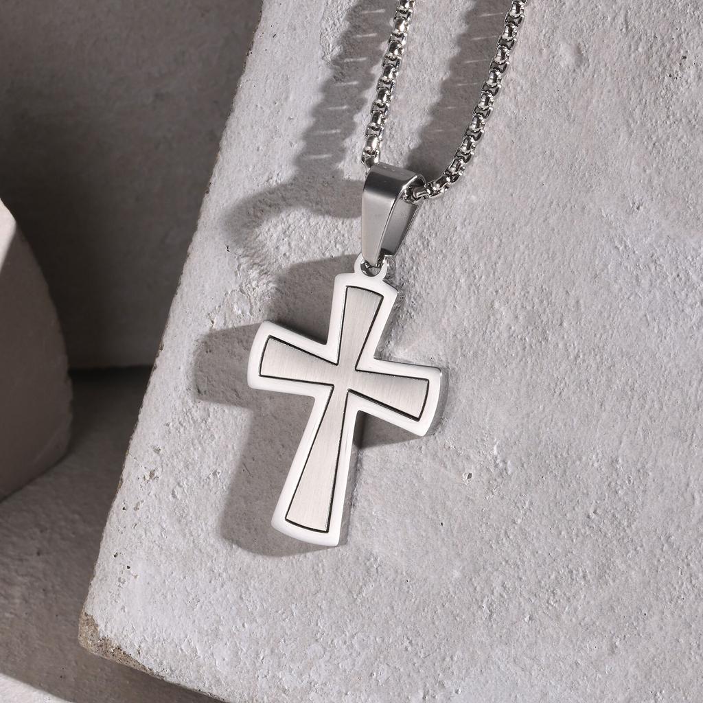 Stainless Steel Cross Pendant Necklaces for Men Boys,Never Fade Metal Necklaces,Casual Trendy Jewelry Gifts