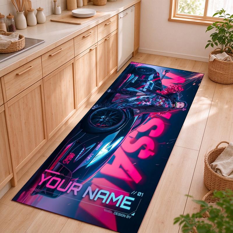 Demon SlayerNinja Customizable name kitchen floor mat easy to clean and wipe down Suitable for kitchens living rooms and entryways—a perfec