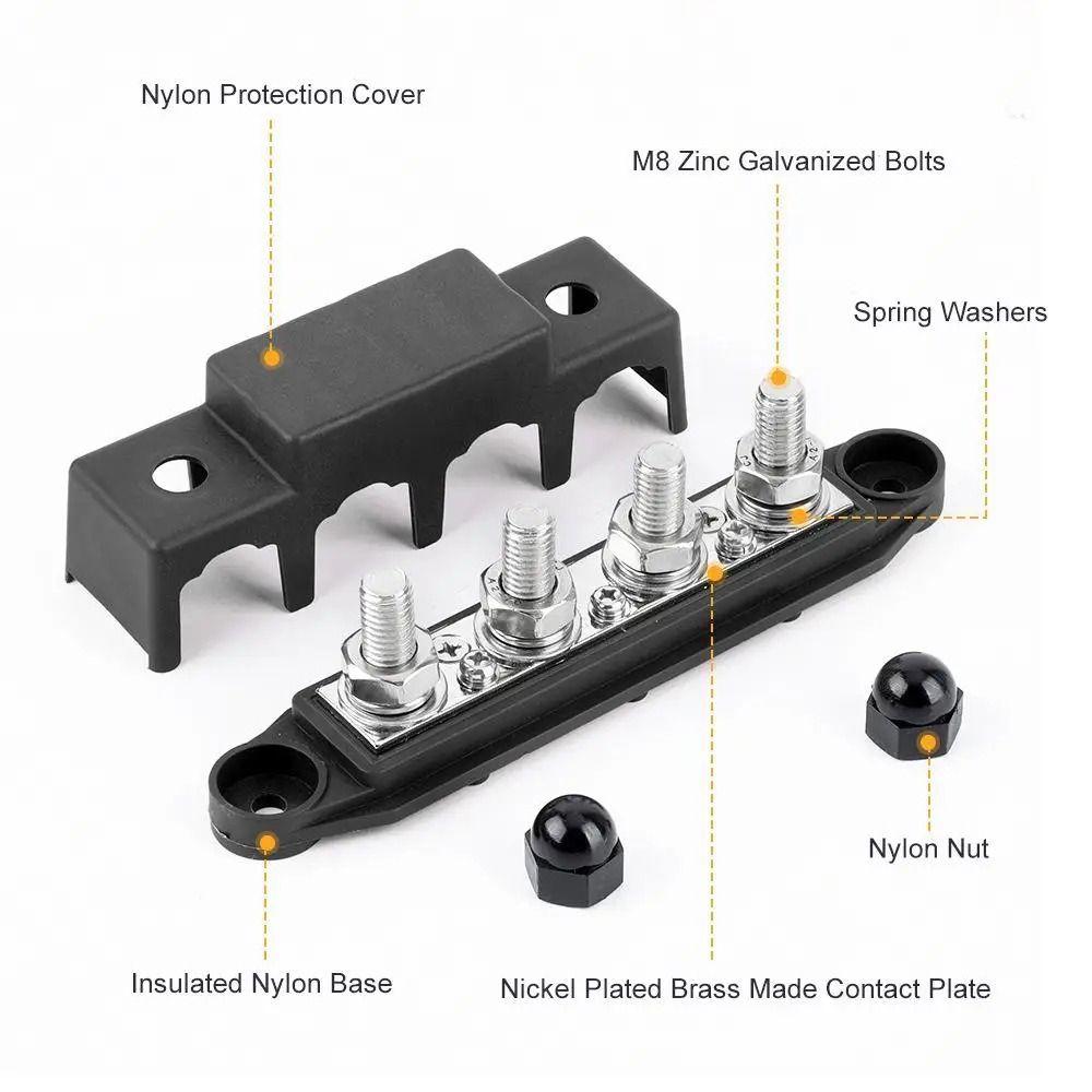 Insulation Base Power Distribution Blocks 4 Studs Wiring Stud Rows Terminal Screw Bus Bar Boat