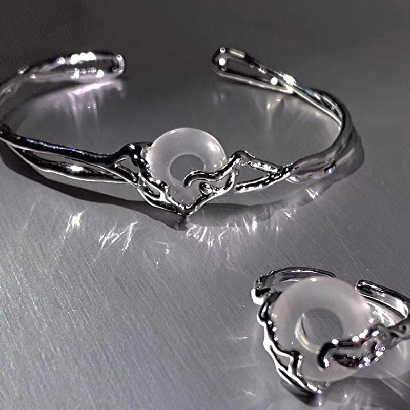 

Chinese Style Ping An Buckle Open Bangle Female High-end Feeling Charm Couple Set Bracelet Jewelry New Trend Daily Adjustable