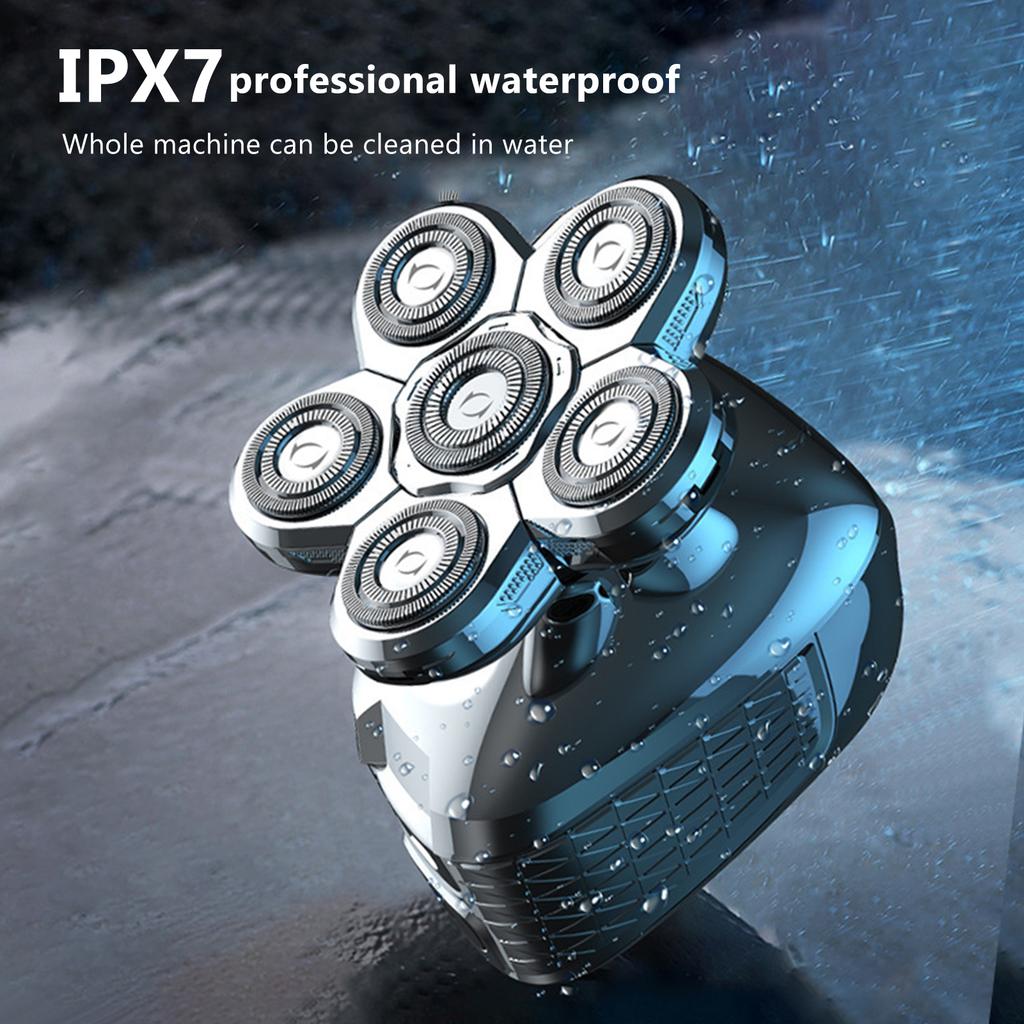 6D Elektrorasierer 5 in 1 Multifunktions-Männer Wiederaufladbarer Glatzenrasierer Haarschneider Pflegeset