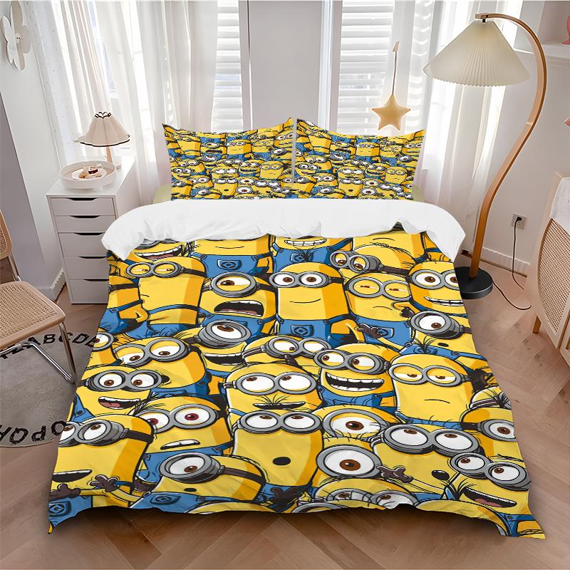 1Pc Minion Adventure Bedding Set Quilt Cover Pillowcase Home Christmas Xmas Halloween Gift 1 Duvet Cover 2 Pillowcase M92474