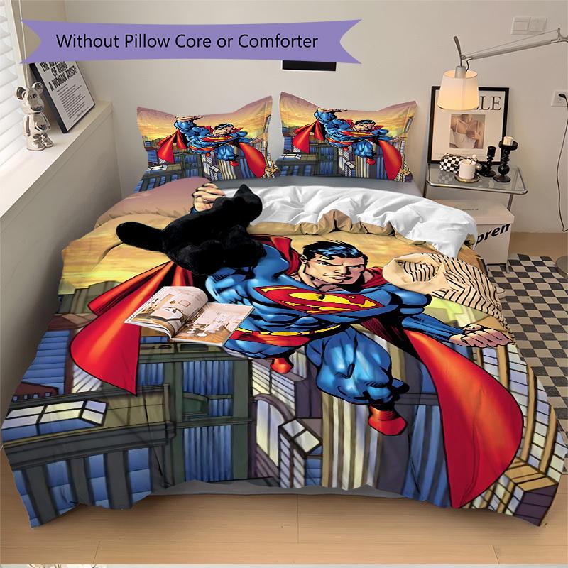 3pcs Superman Cover Set,Soft Comfortable Duvet Cover,Guest Room (1*Duvet Cover + 2*Pillowcases, Without Core) yy251024120