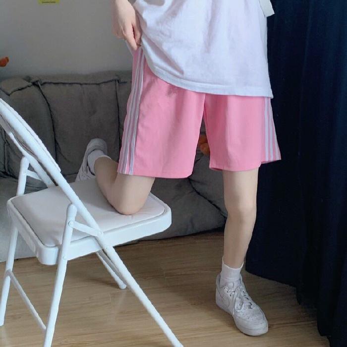 2022 Women's Korean Style Slim Fit Wide-Leg Cotton Sports Shorts for Summer