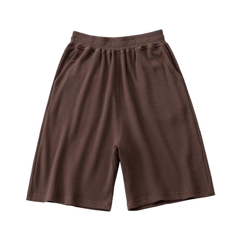 Pánské jarní letní capri kalhoty kombinézy šortky kalhoty vaflová bavlna kapsa elastický pas sport rychleschnoucí jednobarevné