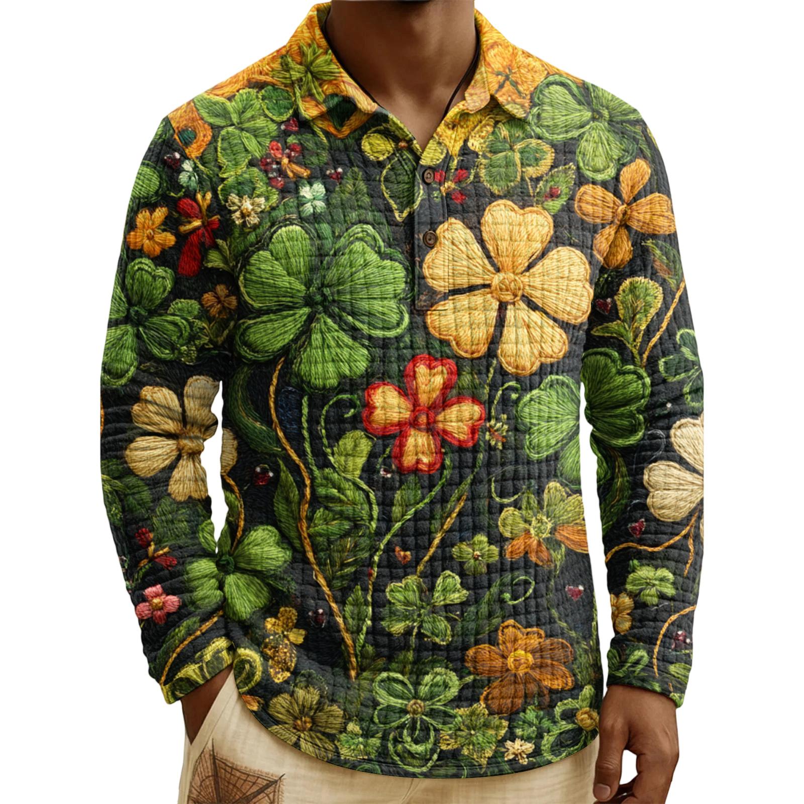 

Men s Quilted Knit Pullover Button-down Top S темно-зелений колір