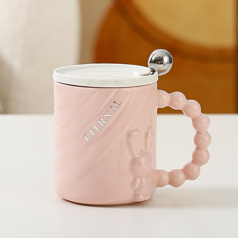 Легкая роскошь рельефный кролик кофейная кружка выпускной день рождения подарок керамическая кружка подруга пара домашняя керамическая кружка сувенир 420ML