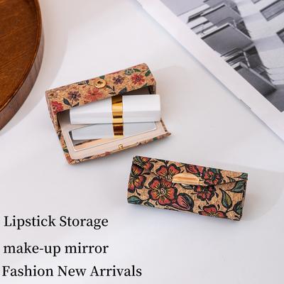 Advanced Lipstick Storage Box Portable Makeup Mirror Cork Cosmetic Storage Box Lipstick Box