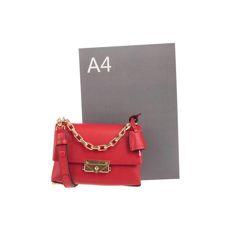 Michael Kors Cece Goldene Schnalle Klappe Einfarbige Kette Leder Umhängetasche Damen Handtaschen Rot 32S9G0EC0L-BRIGHT-RED
