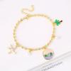 Gold-Plated Starfish Coconut Tree Flower Copper Bead Chain Bracelet Fashion for Women Girls Party Vacation Beach Jewelry Gift