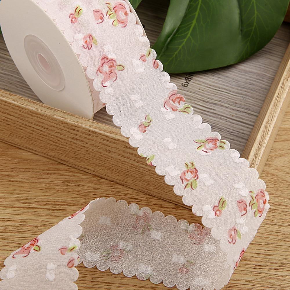 Double Velvet Lace Trim Fabric 1.50in×10 Yard Chiffon Tape Bouquet Ribbons DIY Gift Wrapping Cake Packaging Ribbons for Crafts