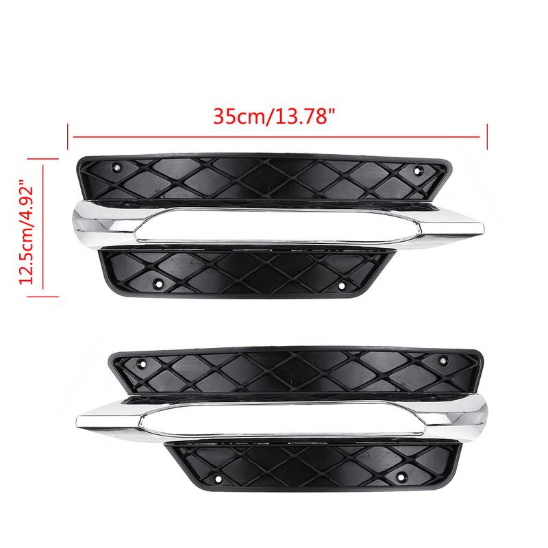 L/R For Mercedes For Benz C-Class W204 2012-2014 Front Bumper DRL Grille Cover Silver Plating Lamp Hoods Decor