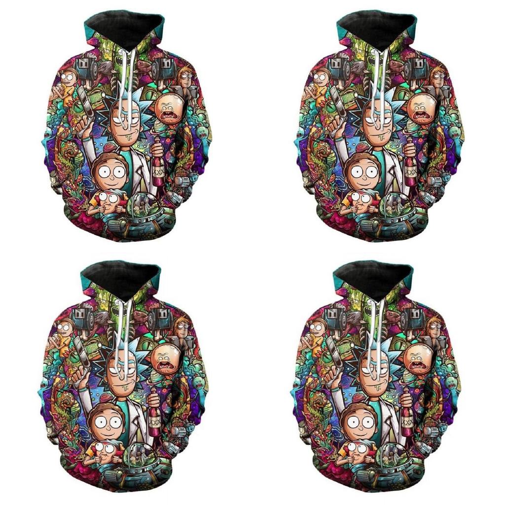 Mode Neu Damen Herren Rick Und Morty 3D Druck Lässig Hoodie Sweatshirt Oberteile