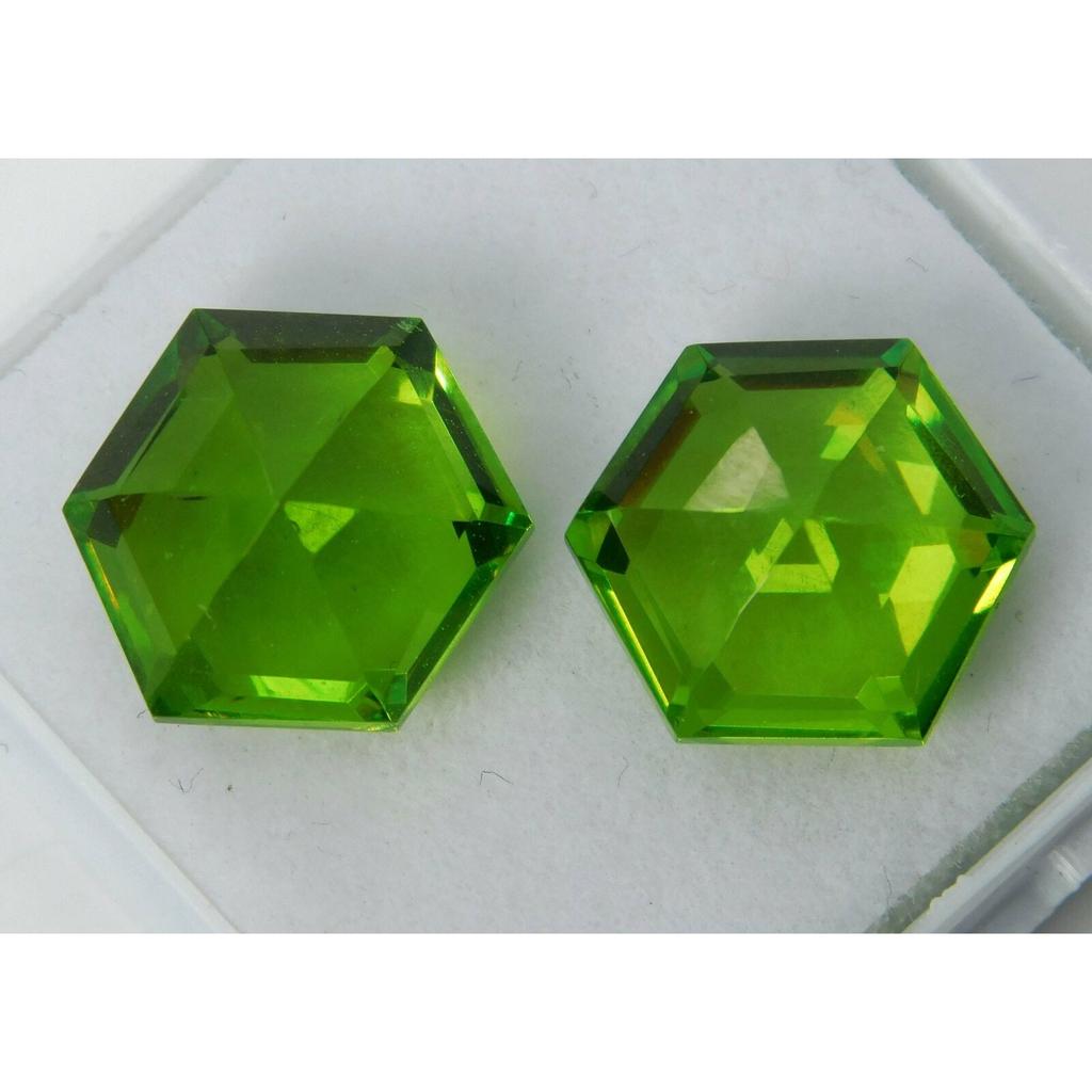 NATURAL Peridot FANCY CUT 16.00 Ct Faceted Gemstone Best Quality Pair