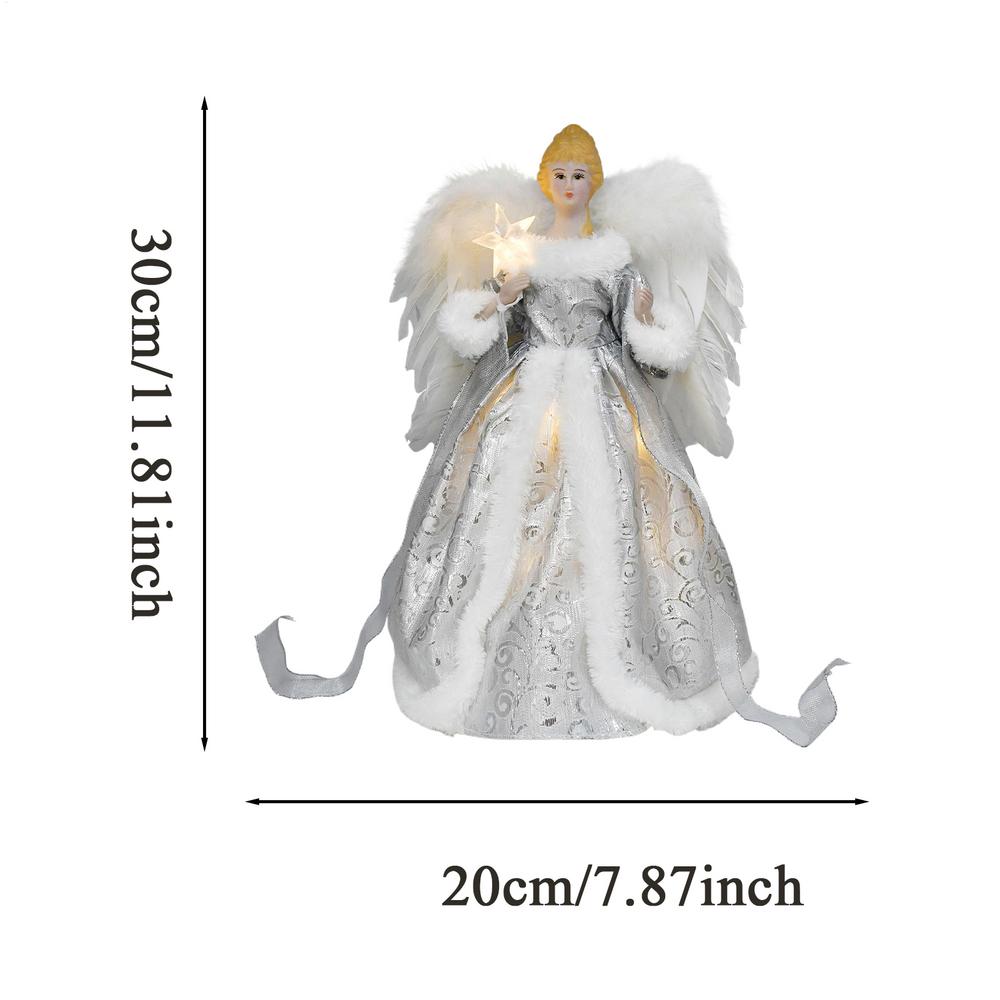 Christmas Tree Toppers Christmas Angel Pendants With Light Lighted White Tree Topper Decoration For Holiday Living Room Outdoor