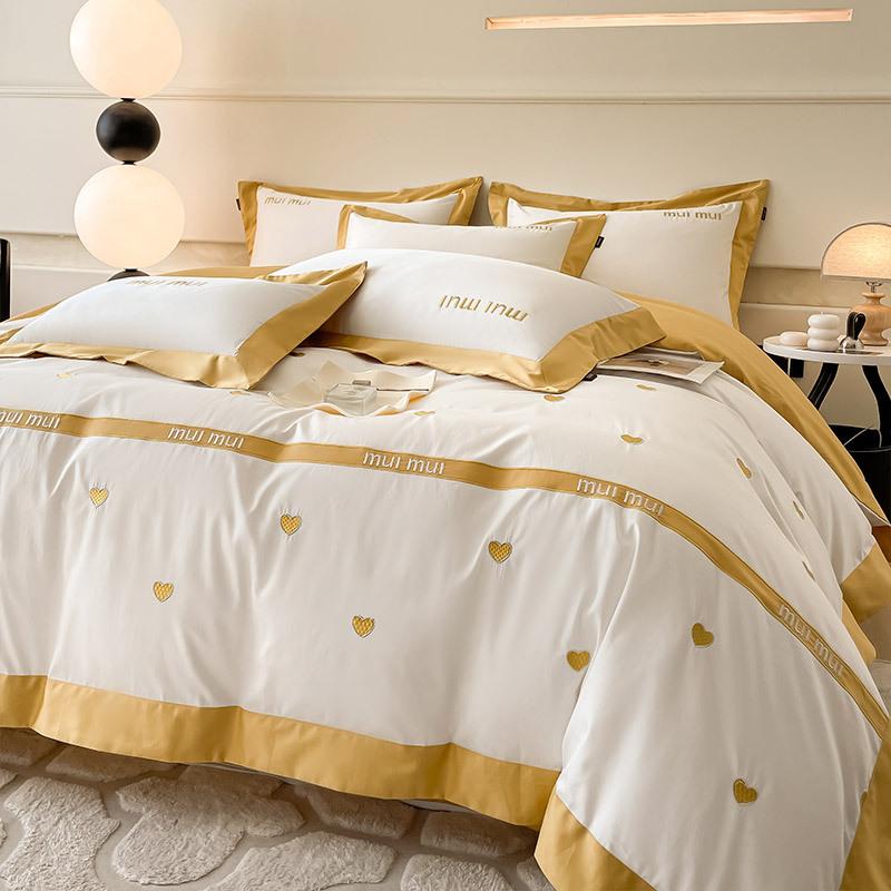 200 Long-Staple Cotton 4Pcs Cotton Pure Cotton Light Luxury Quilt Cover, Bed Sheet High-End Bedding