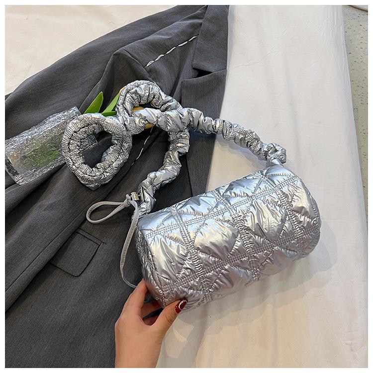 

Женская сумка-ведро в корейском стиле 2023 года с ромбовидным узором - регулируемая кулиска, на плечо и через плечо фиолетовый