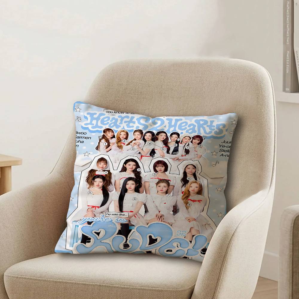 Music Group HHeartsHearts Pillow Covers Cartoon Sofa Decorative Home Doublesided Printing Short Plush Cute Cushion Cover