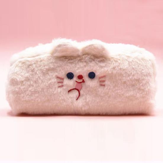 Plush Pencil Case for Girls Large Capacity Cute Bear Pen Bag for Students Fluffy Furry Stationery Pouch for School