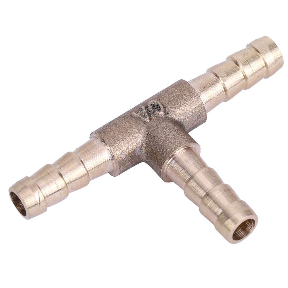 T Connector Fuel Brass Fuel Hose Joiner 3 Way Hose Joiner for Compressed Air Gas Pipe Fitting (6mm)