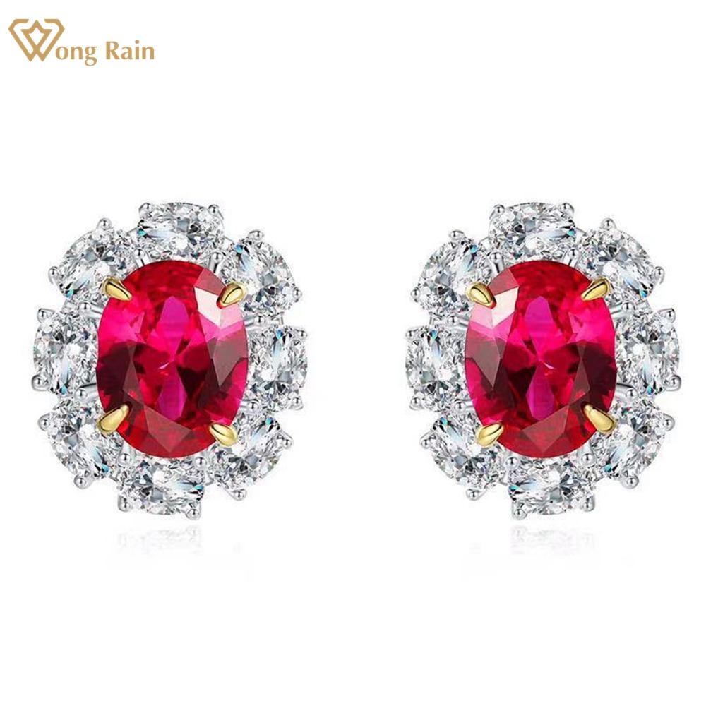 

Wong Rain Classic 100% 925 стерлингового серебра Овал AAAAA Цирконы Драгоценный камень Свадебная вечеринка Ушные серьги серьги для женщин Изысканные ювелирные изделия красный