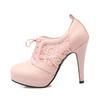 Rosa Vita Damskor Klackskor Pumps Sexiga Snörskor Höga Klackar Plattform Damer Eleganta Fest Bröllopsskor 2024 Vår