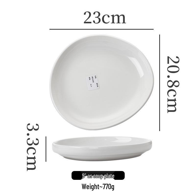 White High-Footed Ceramic Soup Bowl - Deep Plate for Home or Hotel Use