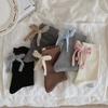 Boneless, Warm, Soft and Fluffy Rabbit Fleece Solid Color Socks for Autumn and Winter. Sweet and Contrasting Color Mid-calf with A Bow At The Back