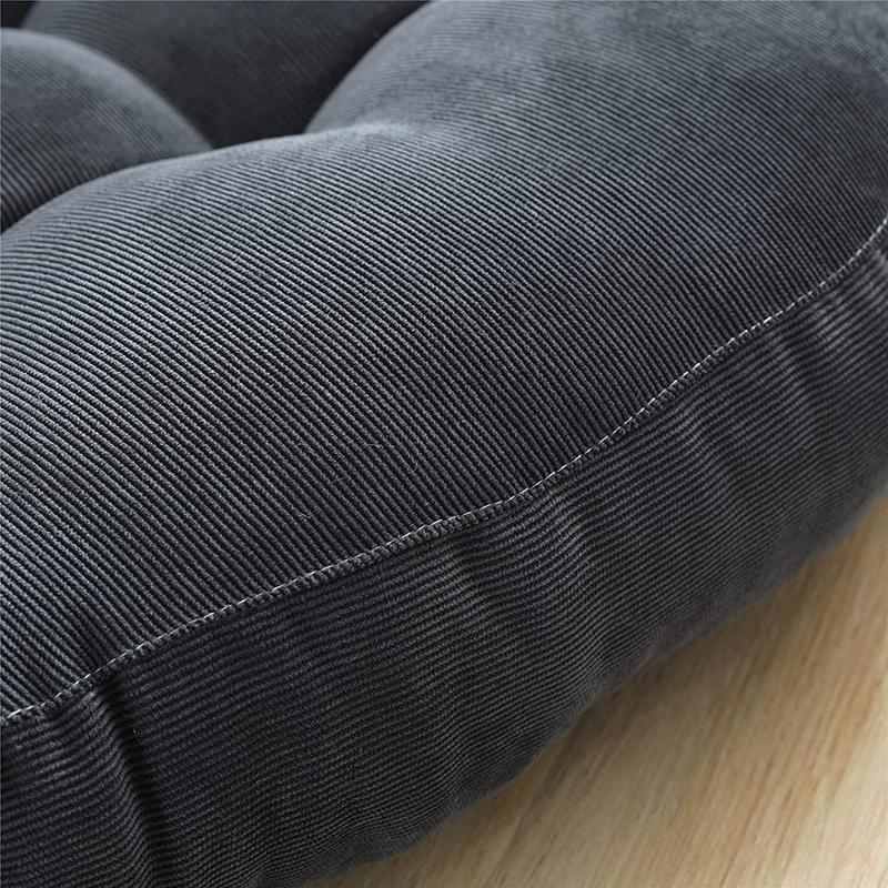 Grey Big Round Floor Seat Pillows Cushions Pouf Tufted Corduroy Tatami Pillow Reading Cushion Pad Casual Seating for Adults Kids
