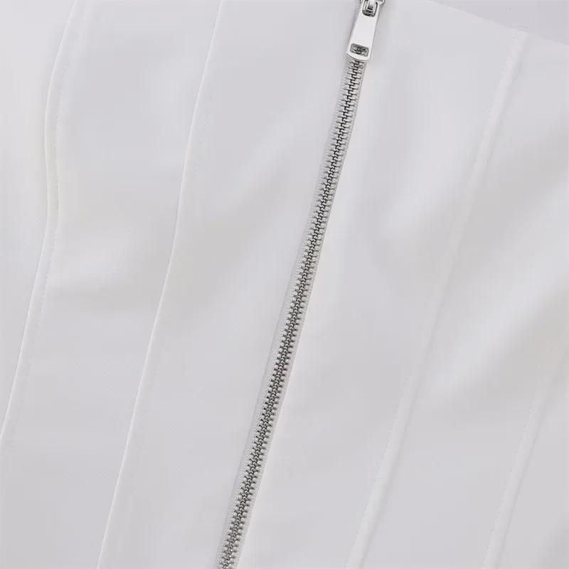 2023 Summer Sexy White Zipper Tube Top for Women - European & American Style