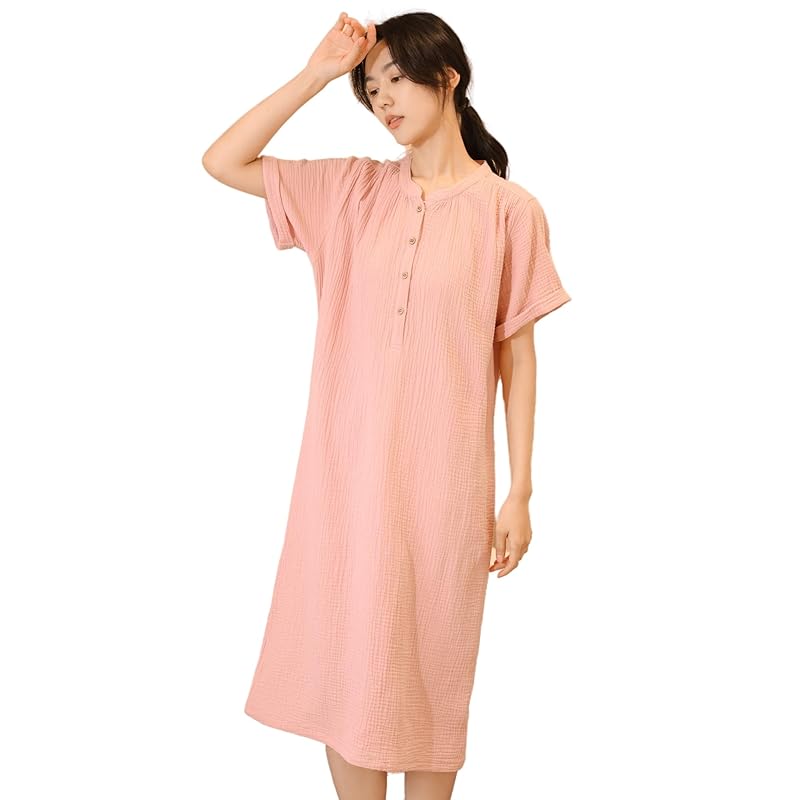 

[House Yayoi] room dress pajamas cotton blend gauze ladies for summer short sleeve indoor wear nightwear relax room wear Room wear birthday round neck