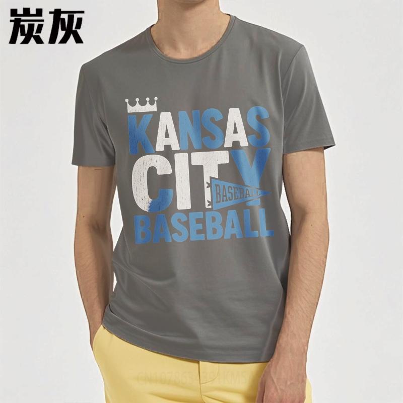 Mens tshirt Cotton Shirt Fashion Summer Women T Shirt Kansas City Baseball Crown Design Short Sleeve Printed Crew Neck Tops