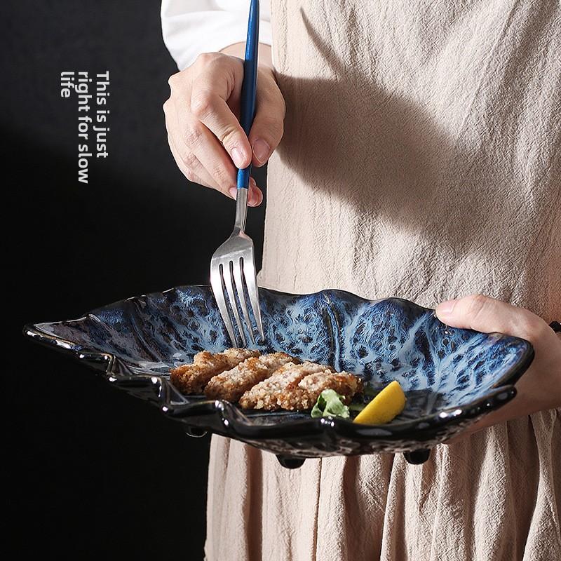 Creative Kiln Turned Commercial Large Chicken Steak Snack Plates Home Sushi Plates El Buffet Ceramic Home Fish Plates