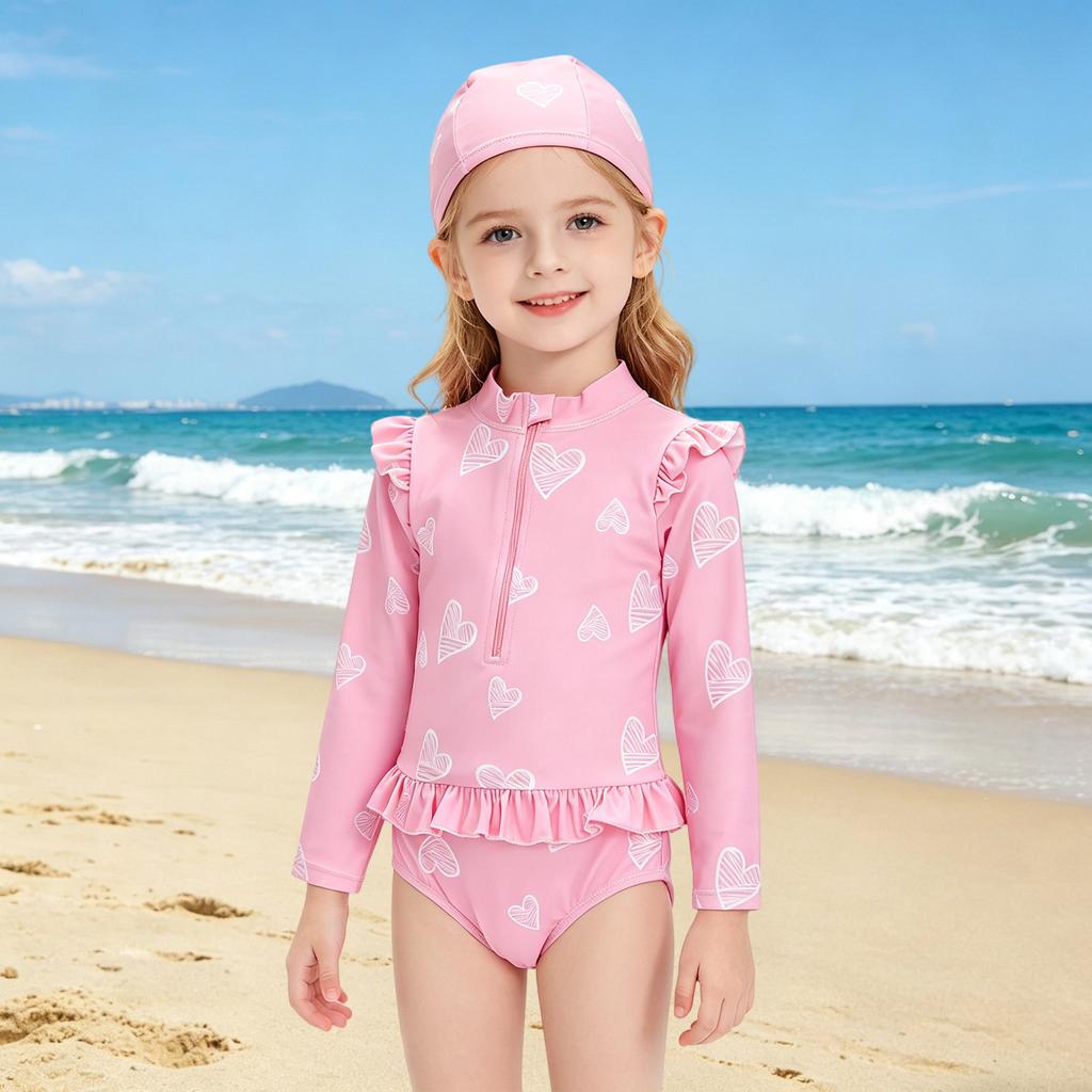 Costume da bagno a maniche lunghe per bambina - Carino costume intero ad asciugatura rapida