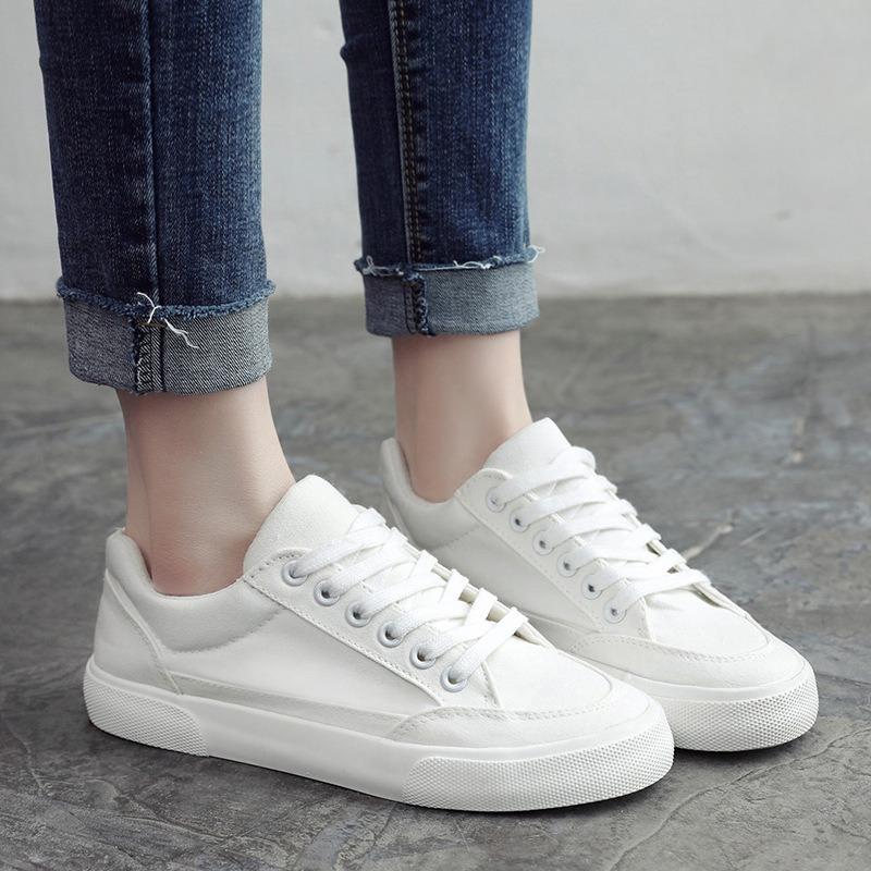 New trendy and versatile casual men's shoes, low-top sports sneakers, canvas white trendy shoes