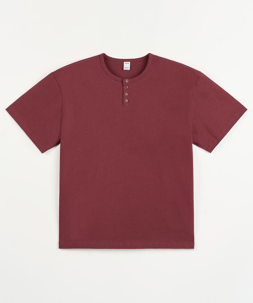 TOFFEE [2Pack] Slim Crop Henley Neck Half T-Shirt (Type B)