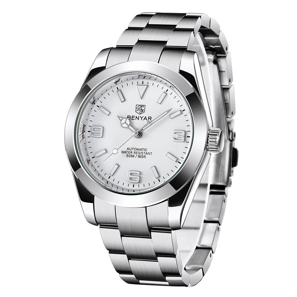 Benyar Men s Automatic Mechanical Luminous Waterproof Steel Watch 5177