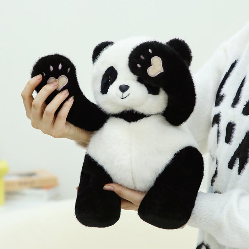 Adorable 35cm Black Panda Plush Toy Super Soft Stuffed Animal Gift For Girls