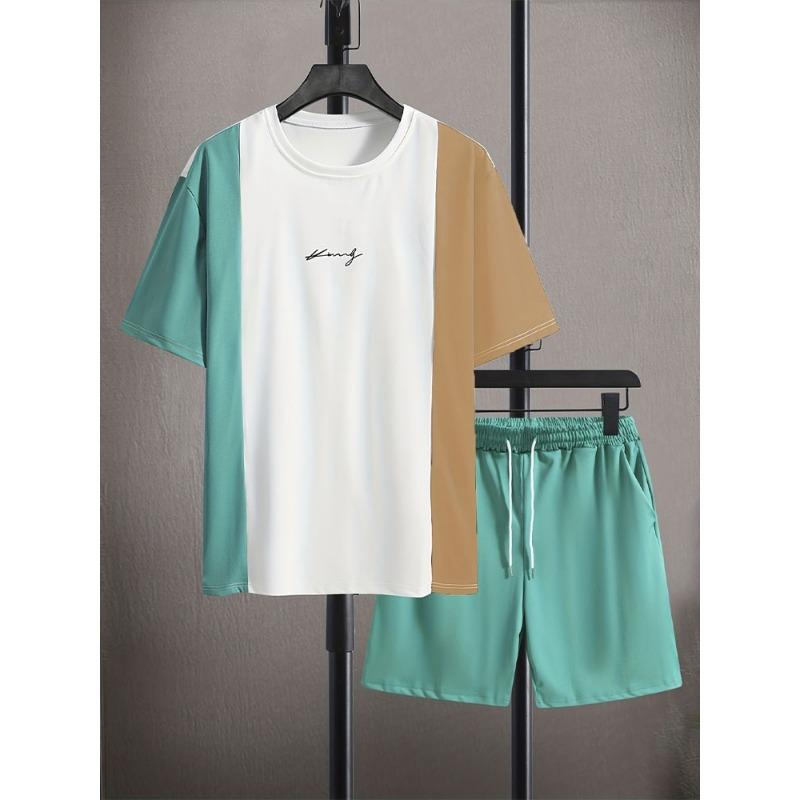 2024 New Summer Casual Men's Short-sleeved Top Outdoor Street Fashion Beach Shorts 3D Printed Men's T-shirt And Shorts Set