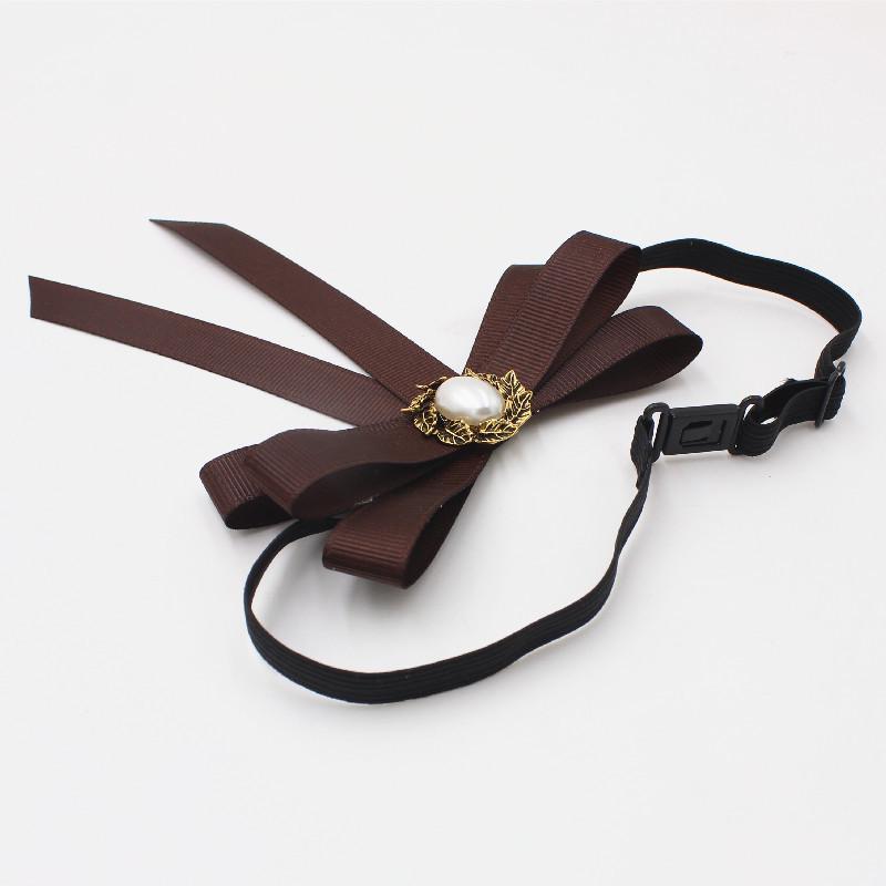 Star Cat Women's Ribbon Bow Tie with Lapel Flower for Daily Wear, T176